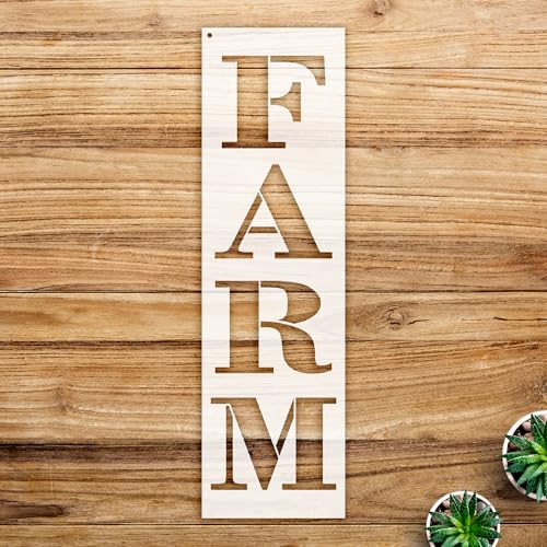 Farmhouse Serif Vertical Word Stencil for Walls and Crafts, Reusable Mylar Template, Ideal for Home Decor and Rustic Projects - Size A1 (9.6