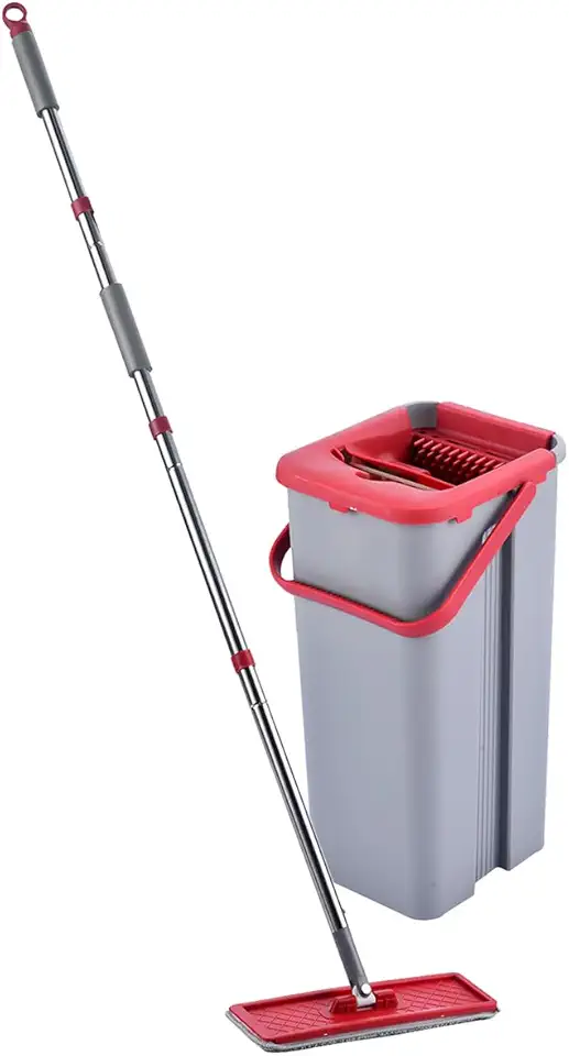 Mop Balde 5l Esfregão Inox Limpeza Pesada, Limpa E Seca Com Facilidade Limpeza Em Geral Piso Laminado Taco Porcelanato Profissional Cinza