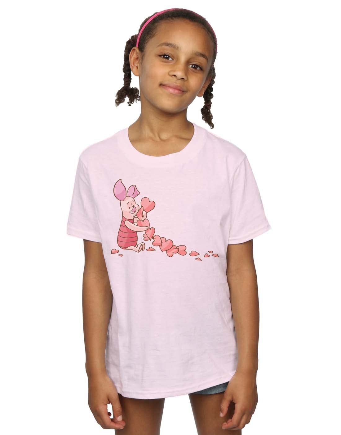 Absolute Cult Girls Pink Disney Winnie The Pooh Piglet Chain Of Hearts T-Shirt Baby 9-11 Years