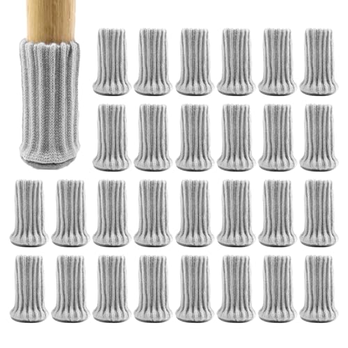 SLAXJNE Lot de 28 Housses De Chaise Tricotées, Protège-Pieds De Chaise, Couvre-Pieds De Chaise Ronds, Protecteurs De Sol pour Pieds De Chaise, Couvre-Pieds De Chaise en Feutre