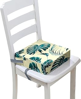 Surwin Asiento Elevador para Niños, 3D Hojas Portátil Cojines Asiento, Infantil Seguridad para Silla de Comedor Mesa de Comedor Silla de Viaje (Amarillo Cian,40x40x10cm)