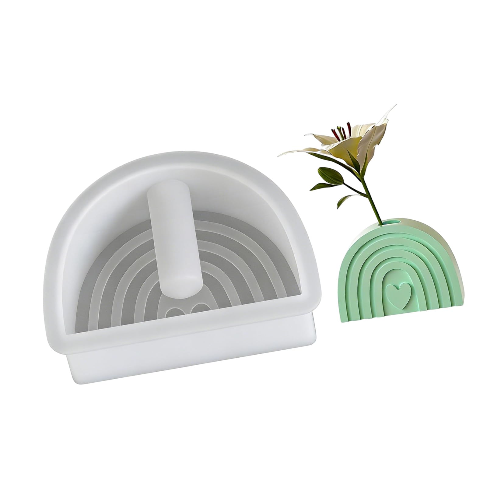 NEWFT Artistic Silicone Vase Mold In Heart Flower And House Shapes Flower Display Holder Mold For Resin Art Projects