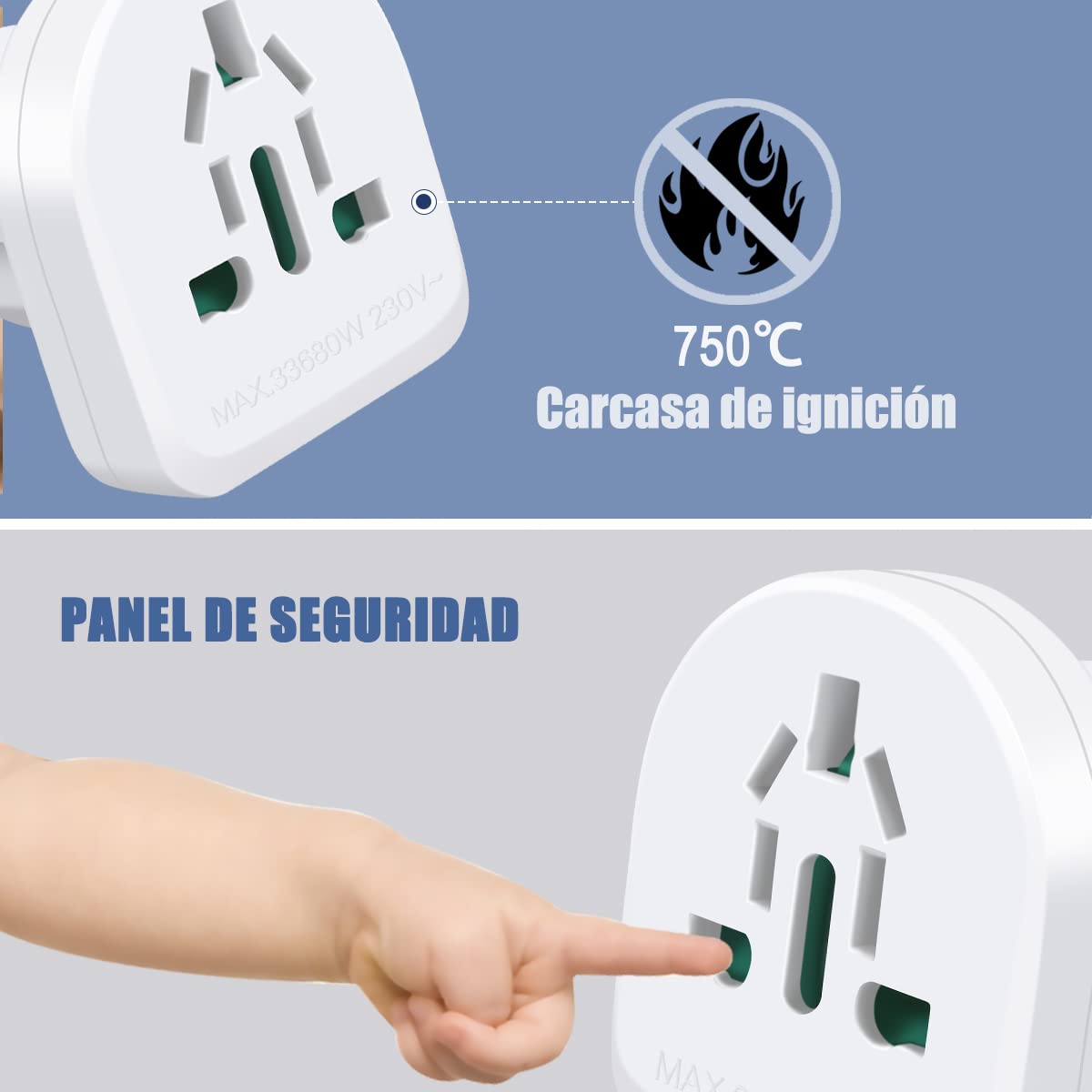 Adaptador Europeo EXTRASTAR para múltiples enchufes Nacionales, Adecuado para Viajes. Compatible con EE. UU., Reino Unido, China, Francia, Alemania, Italia, Australia y Otros países, 2 Unidades. — view 4
