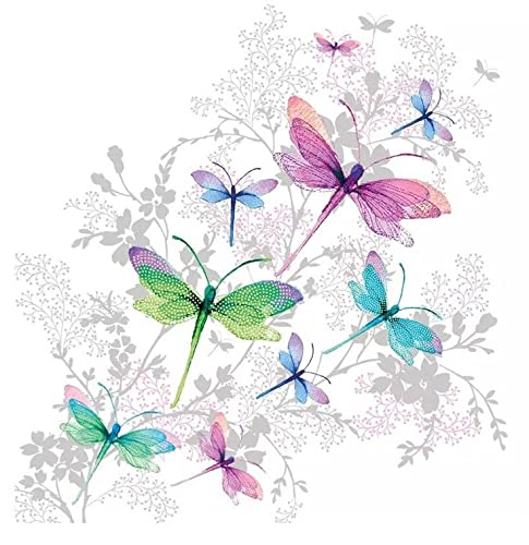 Irvint Set of 2 Individual Decoupage Paper Party Napkin DRAGONFLY, DRAGONFLIES Watercolor Decor Luncheon Napkins for a Birthday holiday, Wedding, Cocktail Party