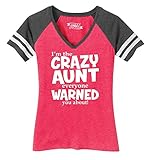 Ladies Game V-Neck Tee I'm Crazy Aunt Everyone Warned You About Funny Aunt Gift Heathered...