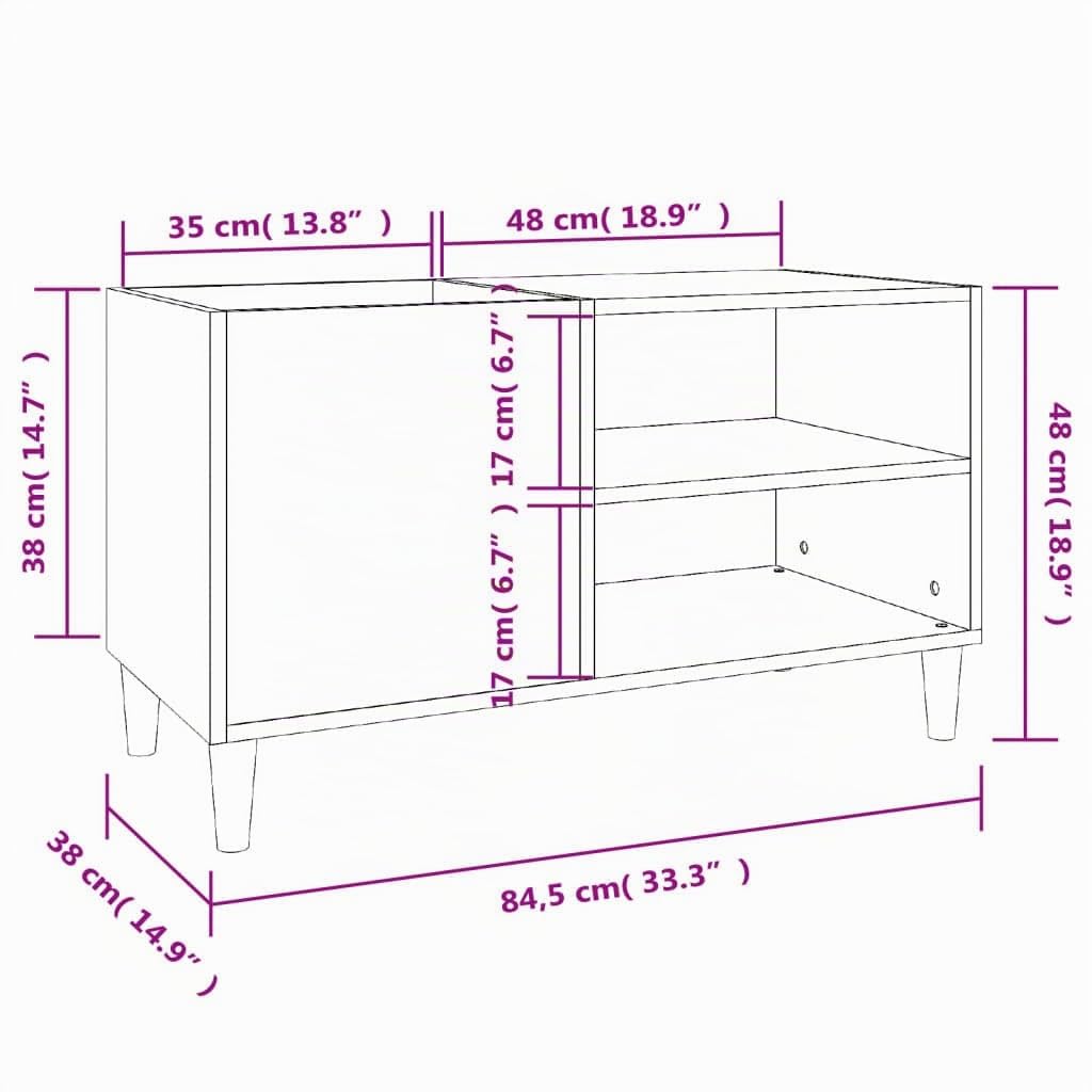 BaraSh Armoire à disques Noir 84,5x38x48 cm Bois d'ingénierie, Meuble Platine Vinyle, Porte Vinyle, Rangement