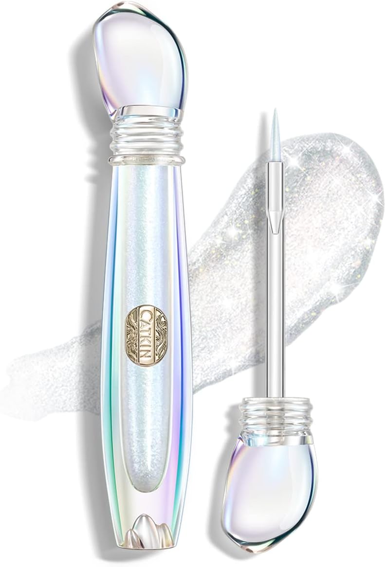 Catkin Liquid Glitter Eyeshadow, High Pigmented Multi-Dimensional Finish with One-swipe Metallic Coverage, Long Lasting and Luminous Shimmer Eyeliner Makeup 1.7 Grams (C01 Silver Tears)