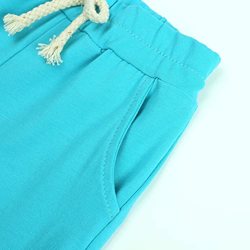 Image of KISBINI Toddler Kids Plain Short Sleeve T-Shirt and Shorts Set Unisex Cotton Summer Outfit Clothes for Little Boys or Girls