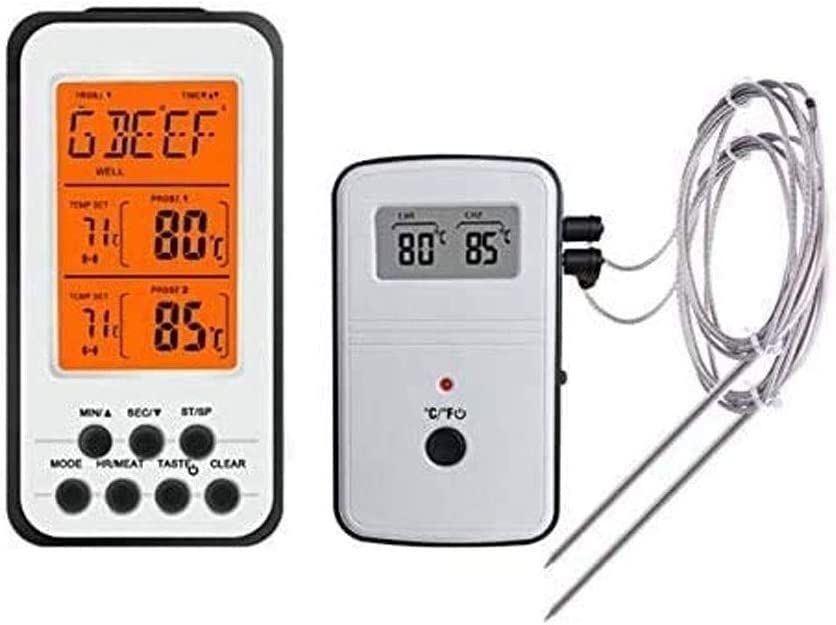 Termómetro de carne |Termómetro digital for alimentos de lectura instantánea |Parrilla, ahumador, barbacoa, cocina, horno, termómetro de dulces for cocinar, asar a la parrilla, ahumar con 2 sondas de