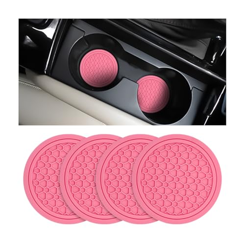 Image of Mandark 4PCS Car Cup Holder Coasters, 2.75 Inch Non-Slip Insert Water Bottle Holder Pads, Dustproof Automotive Interior Accessories Mat, Universal for Vehicles, Trucks, RVs and More (Pink)
