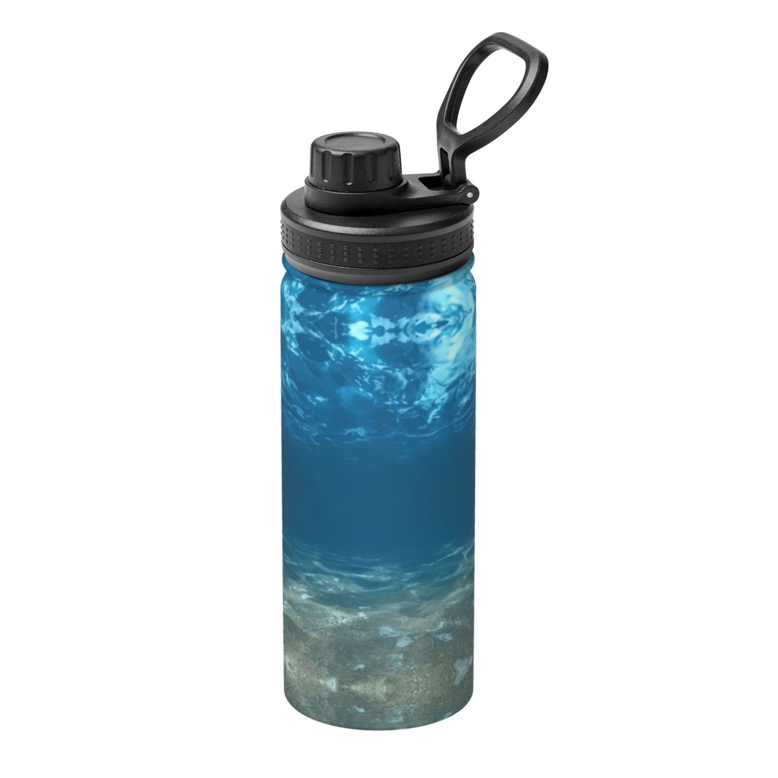 Kfjghhl Insulated Stainless Blue Ocean Sea Wavy Seascape Steel Water Bottle For Sport Gym Travel Leak Camping Hiking Hydration