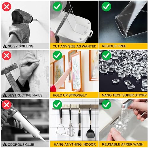 Eclet Nano Double Sided Tape, Multipurpose Super Sticky Gel Grip Mounting Tape, Washable, Reusable, No Residue, for Home & Office, 2mm Thick, 1.2 Inch Wide, Transparent (3 mtrs) (Image - 3)