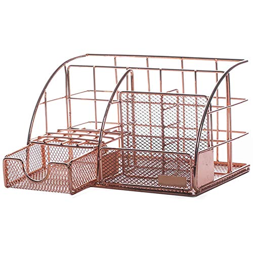 Boîte de rangement de bureau or rose élégante avec finitions soignées pour femme
