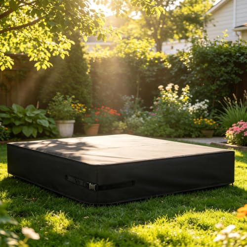 Cubierta de arenero resistente e impermeable con sujeción antiviento para piscinas de exterior 3