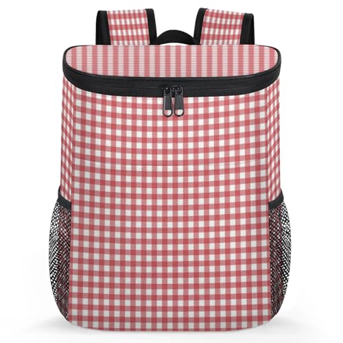CNNINGYI Large Waterproof Insulated Cooler Backpack, Christmas Day Leak Proof Backpack 30 Cans, Buffalo Plaid Lightweight Cooler Bag for 12h Hot/Cold Retention