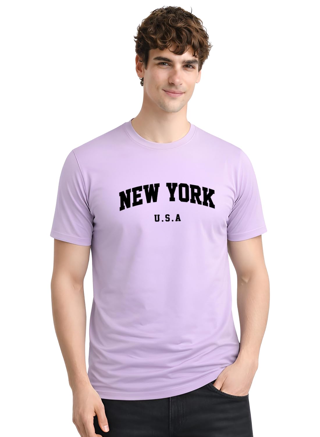 Vero Moda Mens Tshirt | New York Typography Printed T-Shirt | Text Print 100% Cotton T Shirt | Stylish Summer Tshirts in Regular Fit in multi