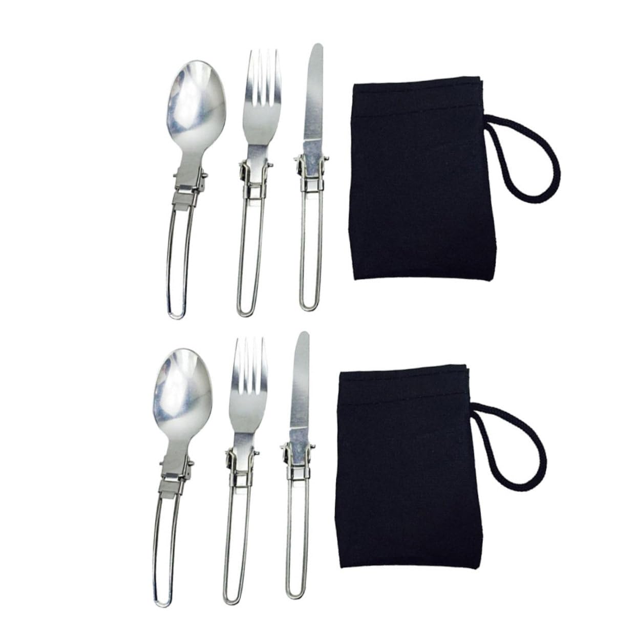 Toyvian 4 Set posate pieghevoli cucchiai in acciaio inossidabile posate in acciaio inossidabile singole forchette pieghevoli di stoviglie Silver