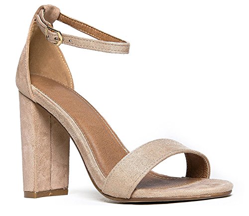 Olivia K Women's Strappy Chunky Block High Heel - Formal, Wedding, Party ? Simple Classic Pump