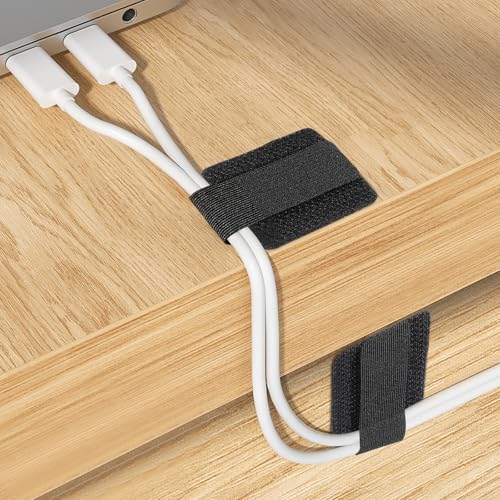 Kisangel 40 Pcs Nylon Cable Organizers with Adjustable Straps and Self Adhesive Wire Holders, Reusable Under Desk Cord Organizer for Office and Bookshelves Cable Management miniatura 6