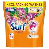 Surf 3 in 1 Passion Bloom Laundry Washing Detergent Capsules joy-infused fragrance with natural essential oil lasting up to 12 hours in wear for brilliantly clean results 60 washes