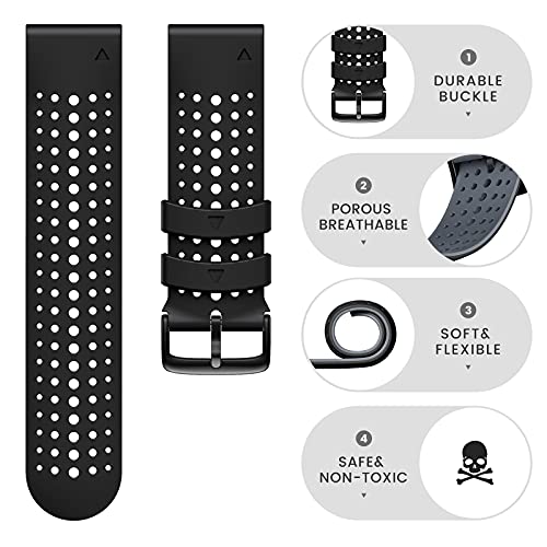 NotoCity Fenix 5X 6X Replacement Silicone Watch Band 26mm for Fenix 7X/6X Pro/5X Plus/Tactix 7 Pro/Enduro 2/3/Descent Mk2