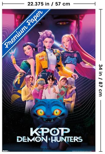 Image of Netflix KPop Demon Hunters (2025) - Group Wall Poster, 34L inch x 22.4W inch, Premium Poster & Clip Bundle