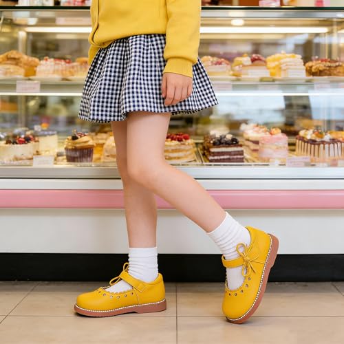 Image of Flaryzone Toddler Little Girl Mary Jane School Uniform Oxfords Flat Dress Shoes