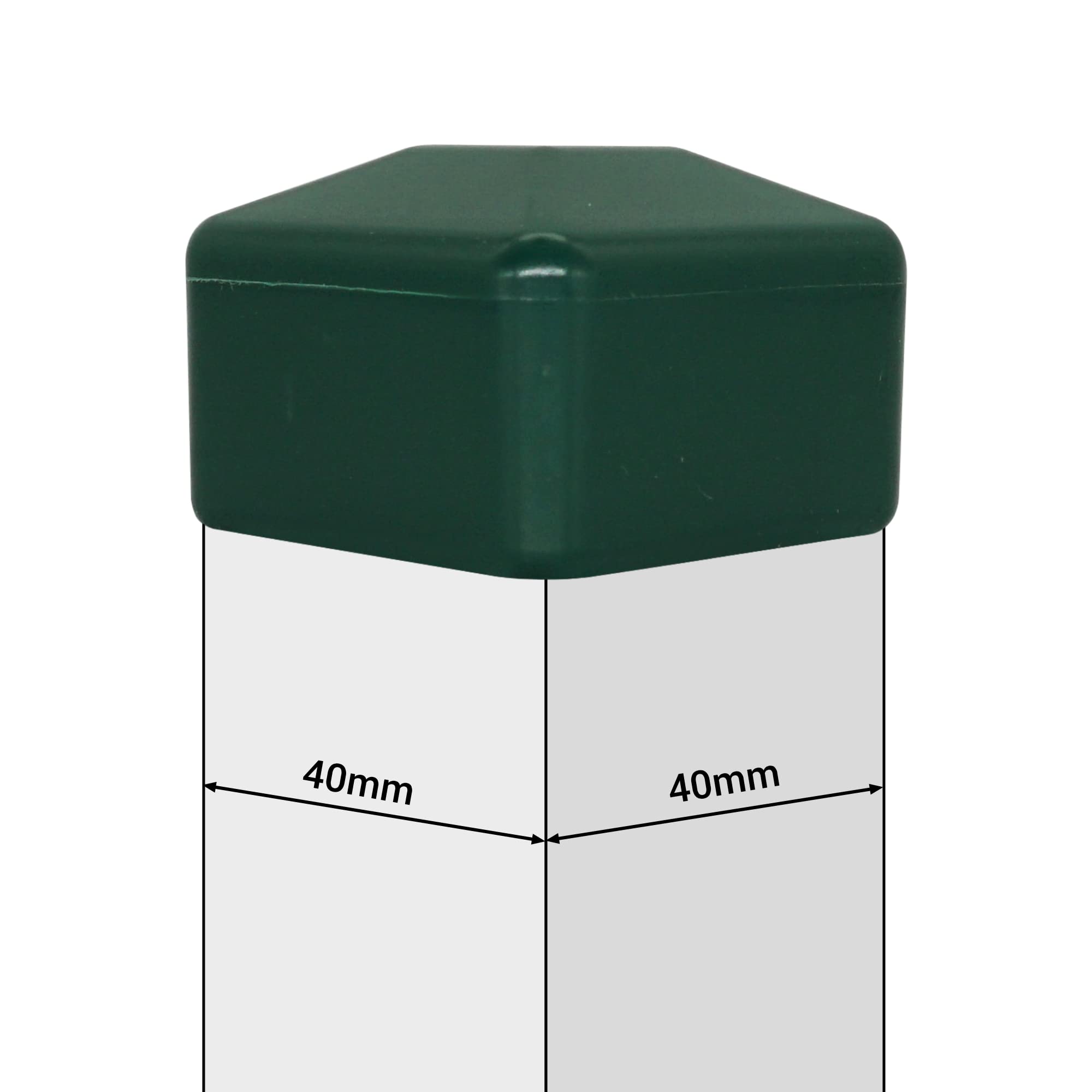 SKIR'CO (10 pcs) Fence Post Caps, Square 40 x 40 mm Green Plastic Caps for Fence Posts Moss Green RAL 6005 Colour - Image 4