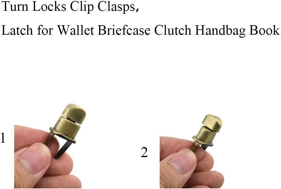 HAHIYO Twist Purse Closure Turn Locks Clip Clasp Easy Install with Online Instructions Picture for Wallet Briefcase Clutch Handbag 1.1 Inch Length Metal Sturdy Antique Brass 2 Sets with Washers