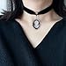 Black Velvet Princess Pendant Choker Necklace for Women Fashion Vintage Victorian Crystal Cameo Thick Chokers Punk Gothic Cool Necklaces Elegant Goth Steampunk Collar Christmas Birthday Halloween Gifts for Her