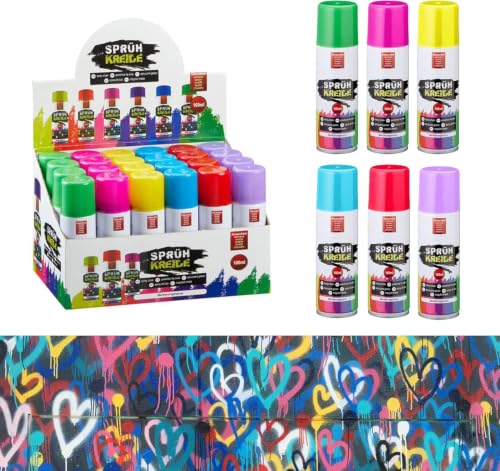 Bock op Kölle Kreidespray 6 Farben | Bunte Sprühkreide für Kinder & Party | Markierungsspray abwaschbar wasserlöslich | Temporäre Kreidefarbe für Graffiti Deko 100ml (Bunt 6 Stück)