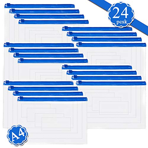 20 bolsas de plástico con cierre para archivos, transparentes tamaño A4, fundas de plástico, bolsa impermeable para organizador de documentos,...