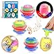 Ancesfun Ostereier Battling Spinning Tops, 6 Kreisel Spielzeug mit LED Lichtern und Musik Launcher Gyroskop Neuheit Bulk Spielzeug, Ostereiersuche Füller Kit Geschenke für Kinder Mädchen Jungen 3+