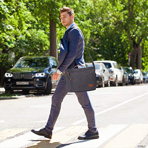 ESTARER 17.3 Inch Laptop Messenger Bag Water-Resistance Canvas Computer Bag for Office Work College Upgraded Version