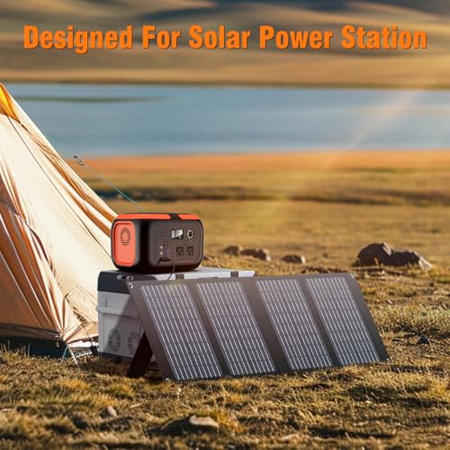 Image of Portable Solar Panel Charger 40W Foldable Solar Panel for Portable Power Station, iPhone, iPad, Laptop, Camping Solar Panels with USB QC 3.0 /USB C /18V DC, Solar Panels for Camping Outdoor Van RV Trip