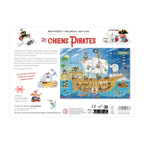 Maxi-Puzzle, Piraten-Hunde, 200 Teile