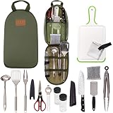 Camp Kitchen Utensil Organizer Travel Set Portable BBQ Camping Cookware Stainless Steel Utensils Tra