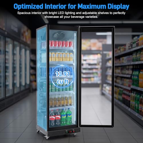 Image of 13.9cu.ft Commercial Beverage Refrigerator, Glass Door