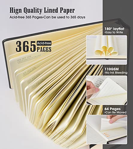 Image of Lined Journal Notebook, 365 Pages B5 Large Journals for Writing Ruled Notebook, Hardcover Leather Journal for Women Men, Daily Notebook for Work, Note Taking, 100Gsm Thick Paper ( 7.6'' X 10'' Black)