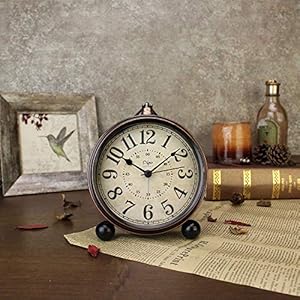 55 inch black european style retro silent desk alarm clock non ticking whisper battery operated hd glass face easy to read for indoor decor  urban country home decor