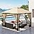 Outsunny 11' x 13' Patio Gazebo, Double Roof Outdoor Gazebo Canopy Shelter with Netting & Curtains, Steel Corner Columns for Garden, Lawn, Backyard and Deck, Beige