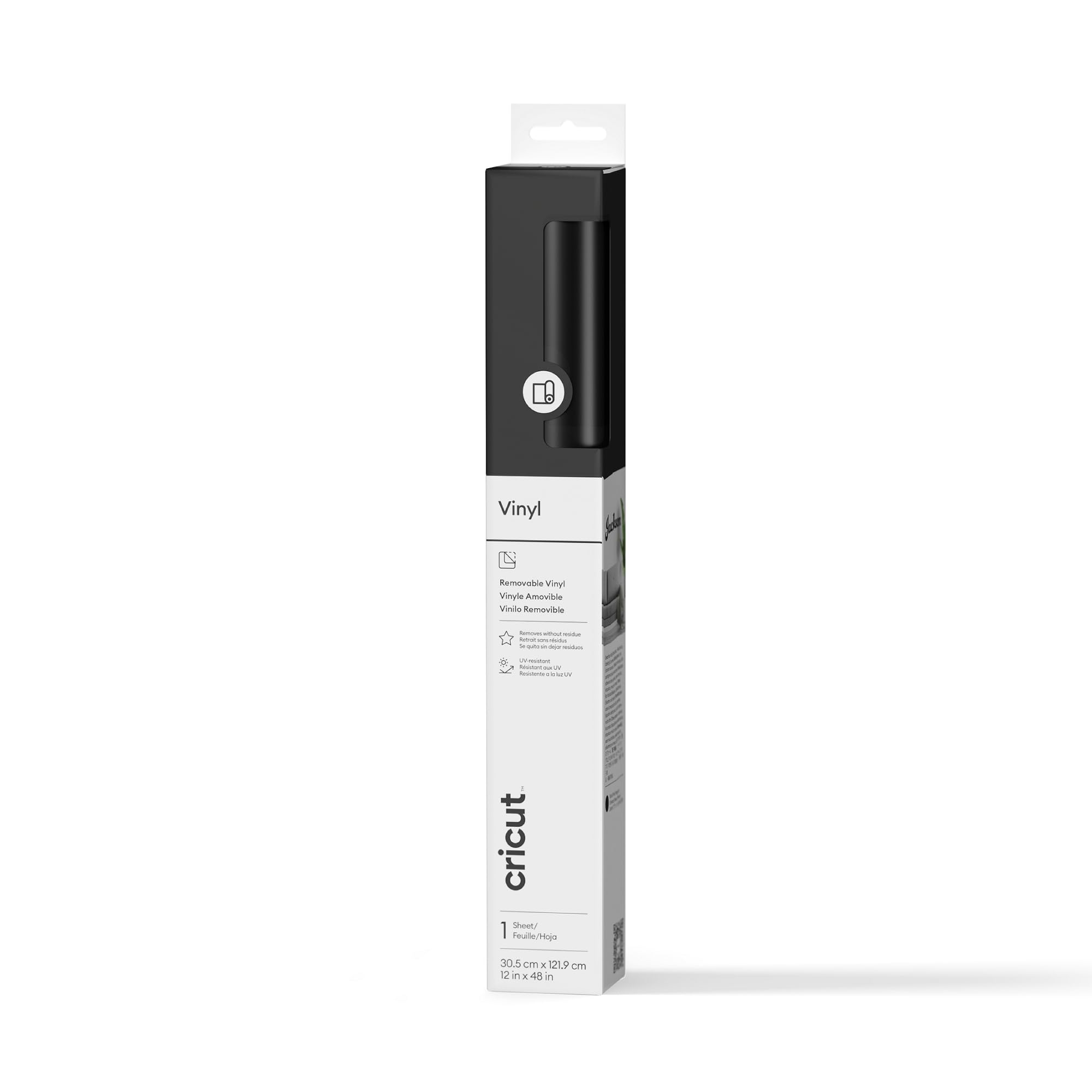 Cricut Permanent Adhesive Vinyl Sheet | 30.5 cm × 1.2 m | Matte Black | Self-Adhesive Vinyl for All Cutting Machines