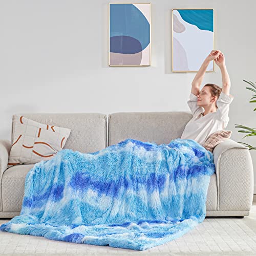 Beautex Faux Fur Throw Blanket, Soft Sherpa Fluffy Blankets, Warm Thick Plush Flannel Blanket, Luxury Fuzzy Blankets For Home Room Decor, Shaggy Cozy Twin Blanket For Couch Sofa Bed Blue, 60X 80 #TOP4