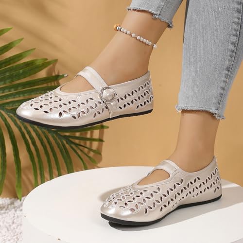 Women's Casual Ballet Comfortable Round Toe Mary Jane Shoes Breathable Adjustable Buckle Strap for Daily Wear4