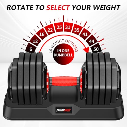 Adjustable Dumbbell Set Pair 25 lb or 50 lb, Adjustable Dumbbells 10-in-1 Free Weight Set, 1-Second Dial Weight Adjustment,Space-Saving Design with Storage Base, Home Gym Strength Training Equipment - Image 4