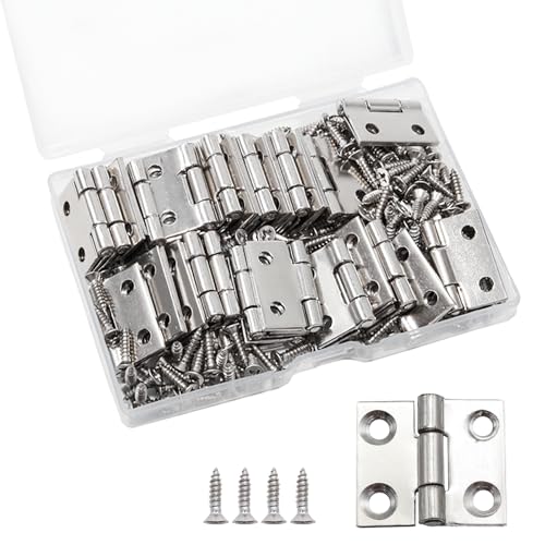 Pine & Linen 30 Pack Stainless Steel Folding Hinge, Butt Cabinet Hinge, Window Hinges Small Hinges...