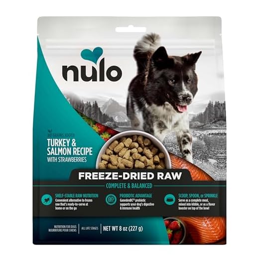 Nulo Freeze-Dried Raw Turkey & Salmon Recipe with Strawberries Complete and Balanced Dry Dog Food Kibble, 8 Ounce Bag