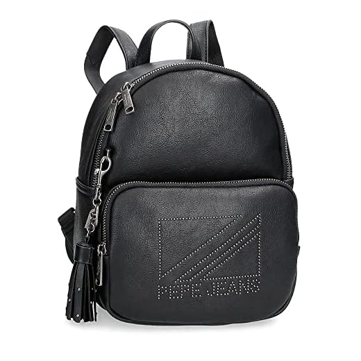 Pepe Jeans Donna Mochila Casual Negro 20x25,5x10 cms Piel sintética