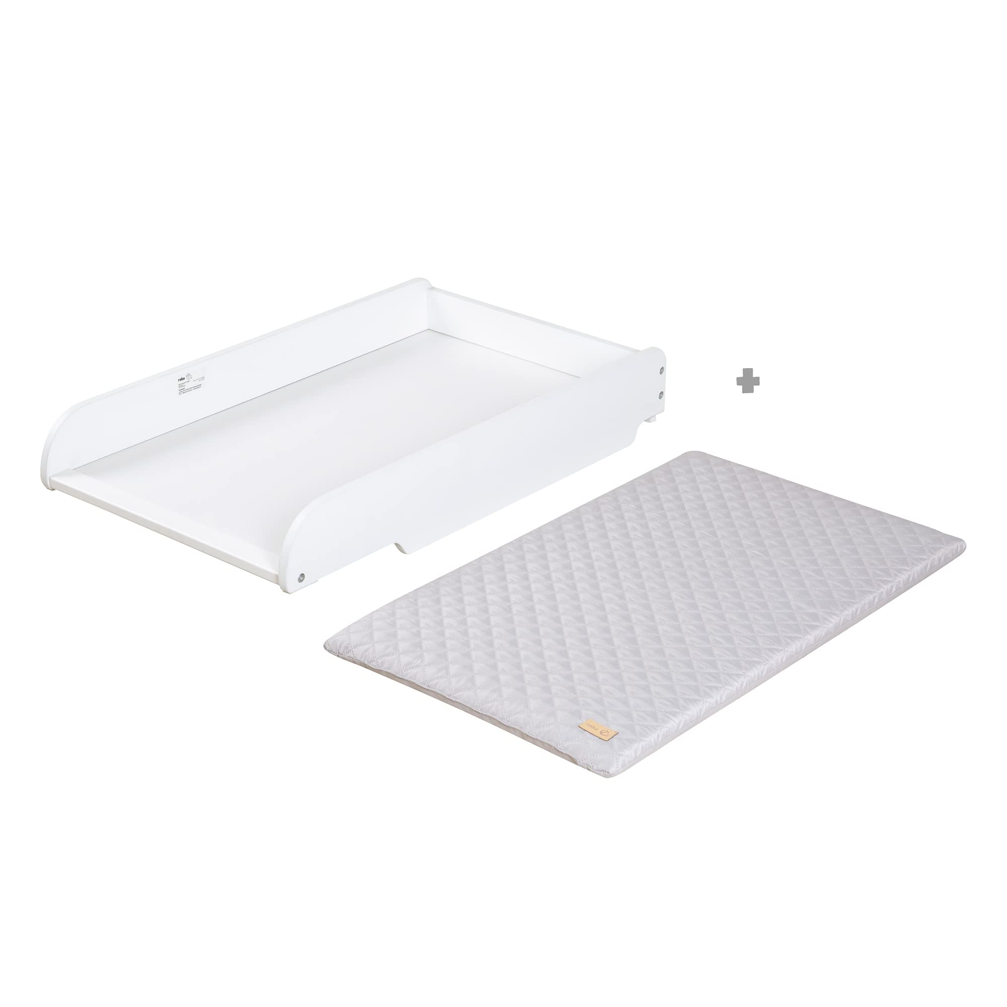 roba Lit Bébé Cabane 60x120 cm avec Plan et Matelas à Langer - Convertible et Réglable en Hauteur - Blanc
