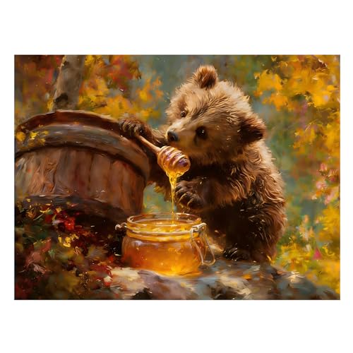 XTCIXAL Diamond Art Kits for Adults, Bear 5D Diamond Painting Kits Dots for Adults Beginner, DIY Bear Full Round Gem Crystal Art Paint by Diamond, Home Wall Decor 12x16 inch